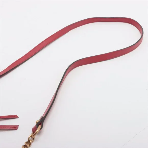 Sold✅Gucci GG Marmont Leather Chain Shoulder Bag Red 448065 - Picture 5 of 9